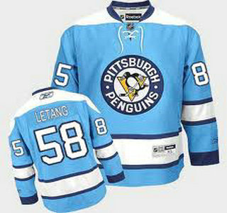 Pittsburgh Penguins 58 Letang Light Blue Jersey