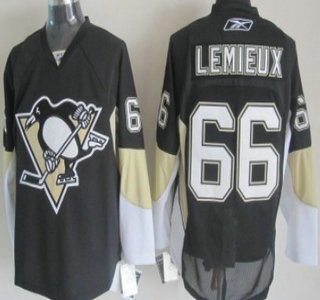 Pittsburgh Penguins 66 Mario Lemieux Black Jersey