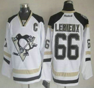 Pittsburgh Penguins 66 Mario Lemieux White With C Patch 2014 Stadium Series Jersey