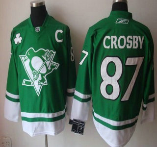 Pittsburgh Penguins 87 Crosby St.Patricks Day Green Jersey