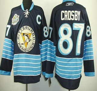 Pittsburgh Penguins 87 Sidney Crosby Navy Blue Third Jersey