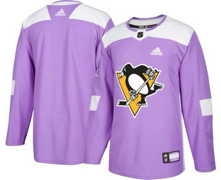 Pittsburgh Penguins Purple Adidas Hockey Fights Cancer Custom Practice Jersey