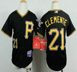 Pittsburgh Pirates #21 Roberto Clemente Black Kids Jersey