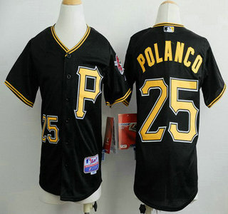 Pittsburgh Pirates #25 Gregory Polanco Black Kids Jersey
