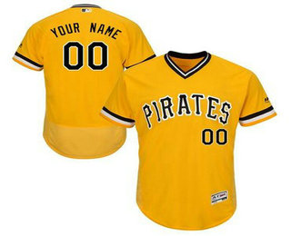 Pittsburgh Pirates Yellow Men's Customized Throwback Flexbase Jersey
