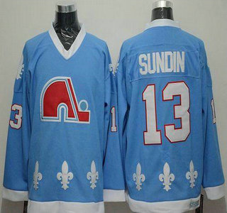 Quebec Nordiques #13 Mats Sundin Light Blue CCM Vintage Throwback Jersey