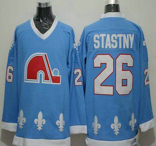 Quebec Nordiques #26 Peter Stastny Light Blue CCM Vintage Throwback Jersey