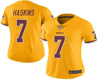 Redskins #7 Dwayne Haskins Gold Women's Stitched Football Limited Rush Jersey