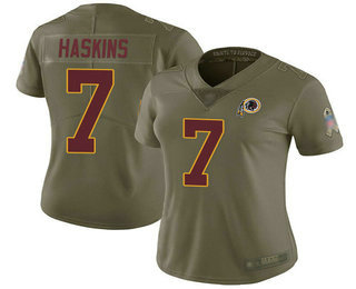 Redskins #7 Dwayne Haskins Olive Women's Stitched Football Limited 2017 Salute to Service Jersey