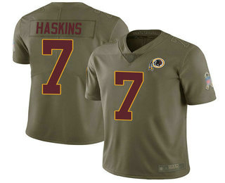 Redskins #7 Dwayne Haskins Olive Youth Stitched Football Limited 2017 Salute to Service Jersey