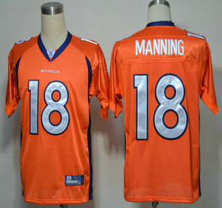 Reebok Denver Broncos 18 Peyton Manning Orange Jersey