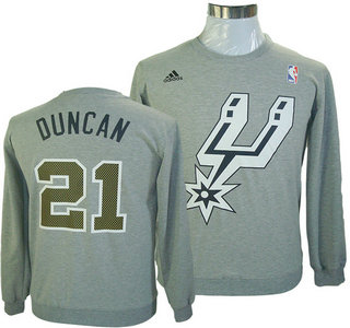 San Antonio Spurs #21 Tim Duncan Grey Hoody