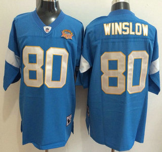 San Diego Chargers #80 Kellen Winslow Super Bowl XXIX Patch Light Blue Throwback Jersey