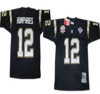 San Diego Chargers 12 Stan Humphries Dark Blue Throwback Jersey