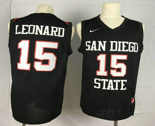 San Diego State University #15 Kawhi Leonard Nike Black Jersey