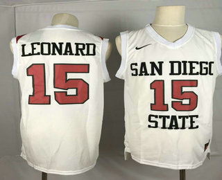 San Diego State University #15 Kawhi Leonard Nike White Jersey