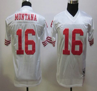 San Francisco 49ers #16 Joe Montana White Throwback Kids Jersey