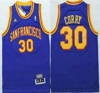 San Francisco Warriors #30 Stephen Curry ABA Hardwood Classic Swingman Blue Jersey