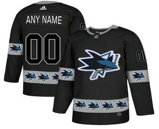 San Jose Sharks Black Men's Customized Team Logos Fashion Adidas Jersey