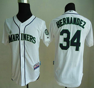 Seattle Mariners #34 Felix Hernandez White Kids Jersey