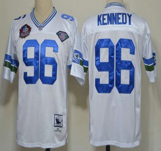 Seattle Seahawks #96 Cortez Kennedy 2012 Hall of Fame White Throwback Jersey
