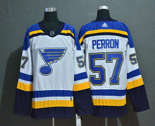 St. Louis Blues #57 David Perron White Adidas Stitched NHL Jersey