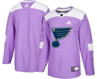 St. Louis Blues Purple Adidas Hockey Fights Cancer Custom Practice Jersey