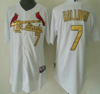 St. Louis Cardinals #7 Matt Holliday White With Gold Kids Jersey