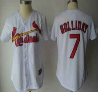 St. Louis Cardinals #7 Matt Holliday White With Red Womens Jersey