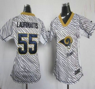 St. Louis Rams #55 James Laurinaitis FEM FAN Zebra Nike NFL Womens Jersey