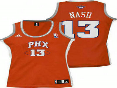 Steve Nash Orange Fashion Phoenix Suns Women Jersey