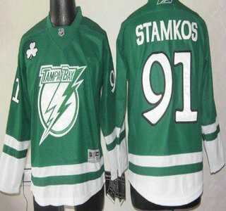 Tampa Bay Lightning #91 Steven Stamkos St. Patrick's Day Green Kids Jersey