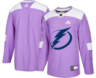 Tampa Bay Lightning Purple Adidas Hockey Fights Cancer Custom Practice Jersey