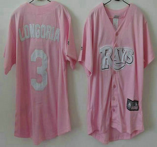 Tampa Bay Rays #3 Evan Longoria Pink Womens Jersey