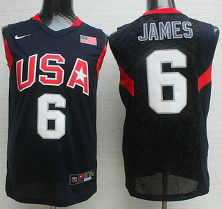 Team USA Basketball #6 LeBron James Navy Blue Swingman Jersey