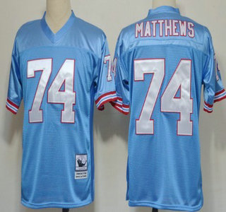 Tennessee Titans #74 Bruce Matthews Light Blue Throwback Jersey