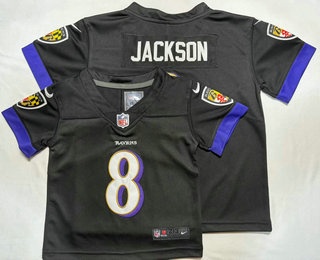 Toddler Baltimore Ravens #8 Lamar Jackson Limited Black Vapor Jersey