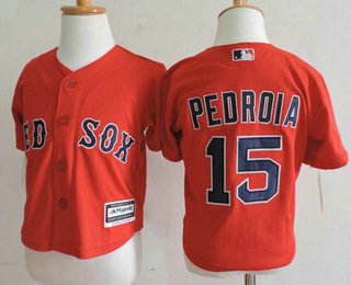 Toddler Boston Red Sox #15 Dustin Pedroia Red Cool Base Baseball Jersey
