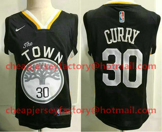 Toddler Golden State Warriors #30 Stephen Curry Black Nike Swingman Stitched NBA Jersey