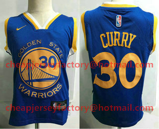 Toddler Golden State Warriors #30 Stephen Curry Blue Nike Swingman Stitched NBA Jersey