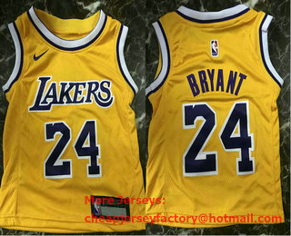Toddler Los Angeles Lakers #24 Kobe Bryant Yellow 2018-2019 Nike Swingman Stitched NBA Jersey