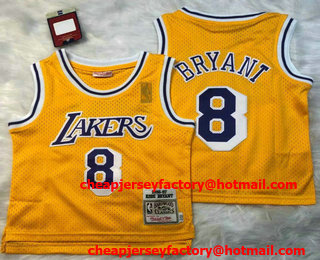 Toddler Los Angeles Lakers #8 Kobe Bryant 1996-97 Yellow Hardwood Classics Soul Swingman Throwback Jersey