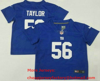 Toddler New York Giants #56 Lawrence Taylor Limited Blue Vapor Stitched Jersey