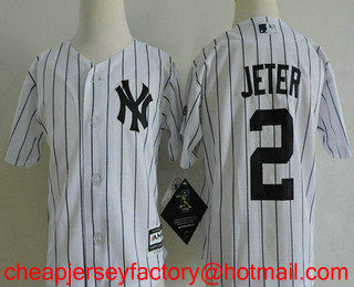 Toddler New York Yankees 2 Derek Jeter White Home Stitched MLB Cool Base Jersey