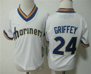 Toddler Seattle Mariners #24 Ken Griffey 1979 White Pullover MLB Baseball Jersey
