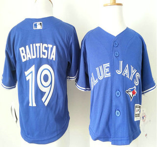 Toddler Toronto Blue Jays #19 Jose Bautista Alternate Blue 2015 MLB Cool Base Jersey