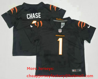 Toddlers Cincinnati Bengals #1 JaMarr Chase NEW Black 2021 Vapor Untouchable Stitched NFL Nike Limited Jersey