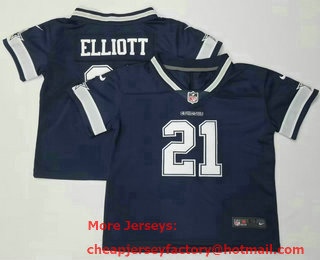 Toddlers Dallas Cowboys #21 Ezekiel Elliott Navy Blue 2021 Vapor Untouchable Stitched Nike Limited Jersey