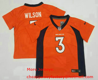 Toddlers Denver Broncos #3 Russell Wilson Orange 2022 Vapor Untouchable Stitched NFL Nike Limited Jersey