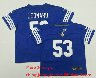 Toddlers Indianapolis Colts #53 Darius Leonard Blue 2022 Vapor Untouchable Stitched NFL Nike Limited Jersey